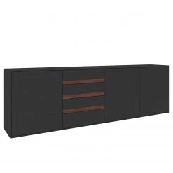 GWINNER Buffet Calea I - Plaqué bois - Anthracite mat / Noyer - Alignement à gauche