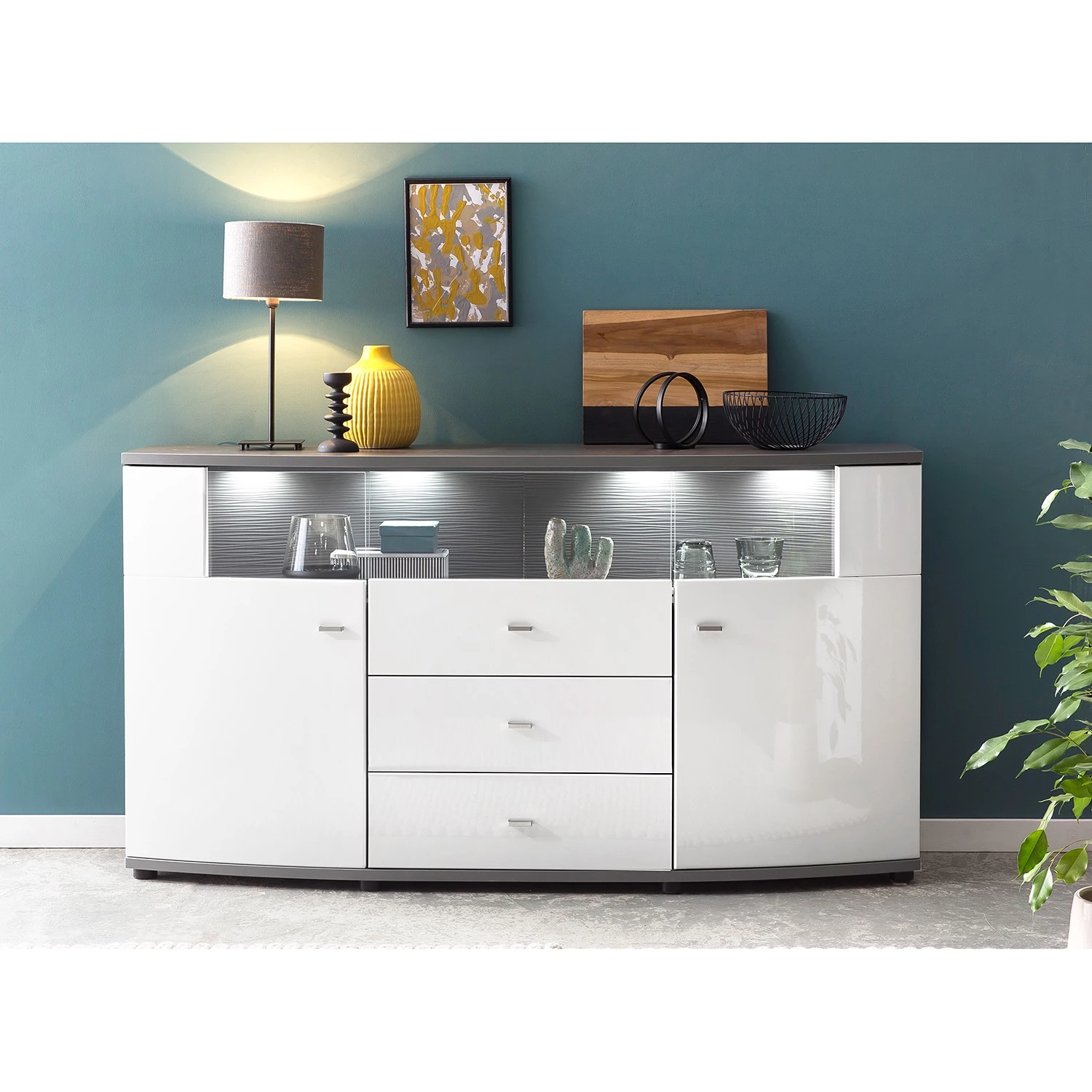 Loftscape Buffet Intento II - Blanc brillant / anthracite 4 Loftscape Buffet Intento II - Blanc brillant / anthracite – Image 2
