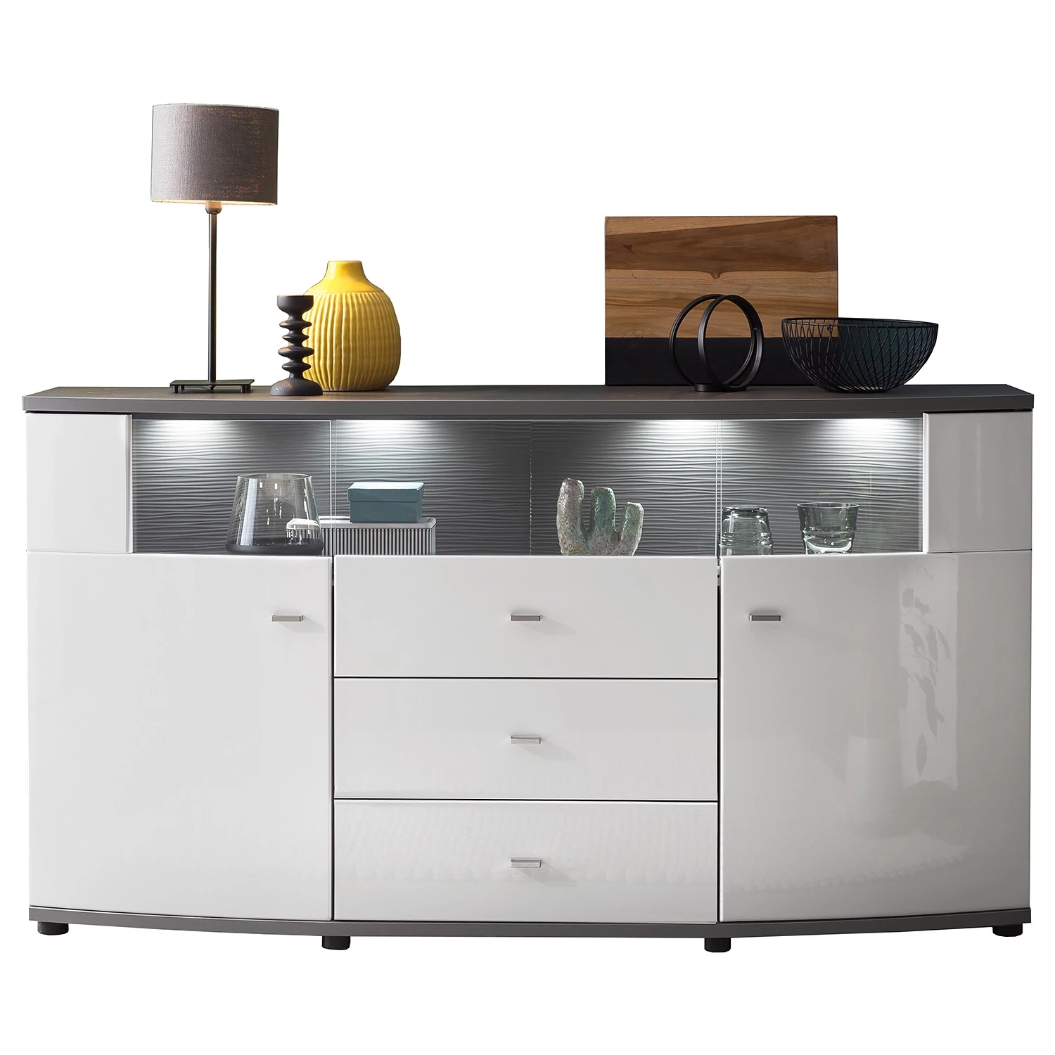 Loftscape Buffet Intento II - Blanc brillant / anthracite 10 Loftscape Buffet Intento II - Blanc brillant / anthracite – Image 8