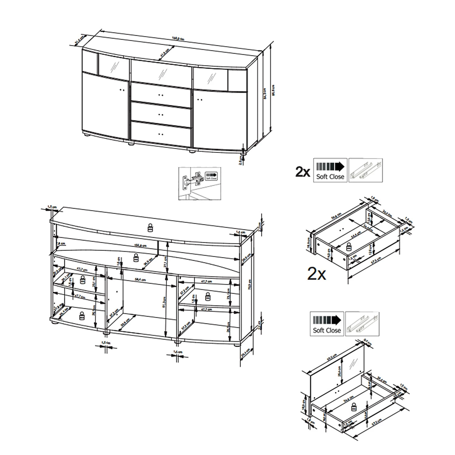 Loftscape Buffet Intento II - Blanc brillant / anthracite 12 Loftscape Buffet Intento II - Blanc brillant / anthracite – Image 10
