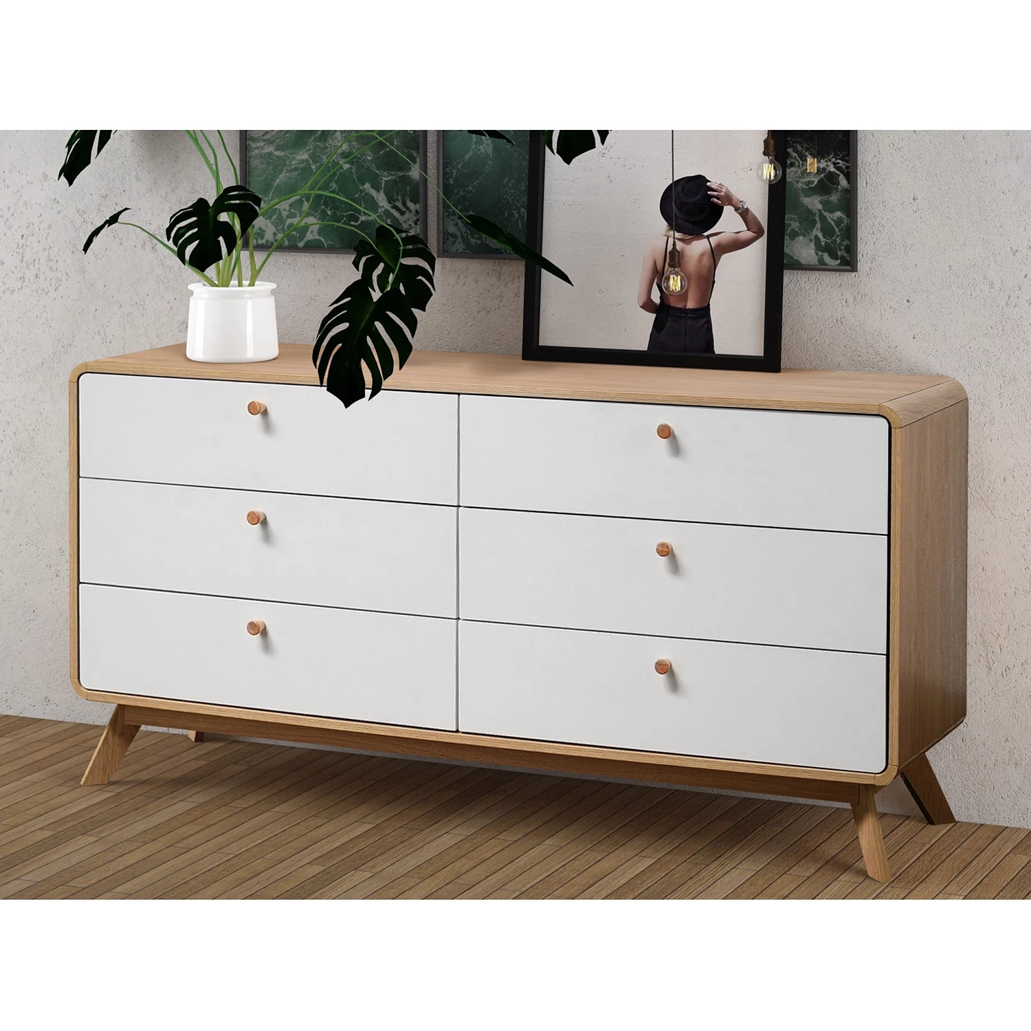 Norrwood Enfilade Chelan - Blanc / Imitation chêne 4 Norrwood Enfilade Chelan - Blanc / Imitation chêne – Image 2