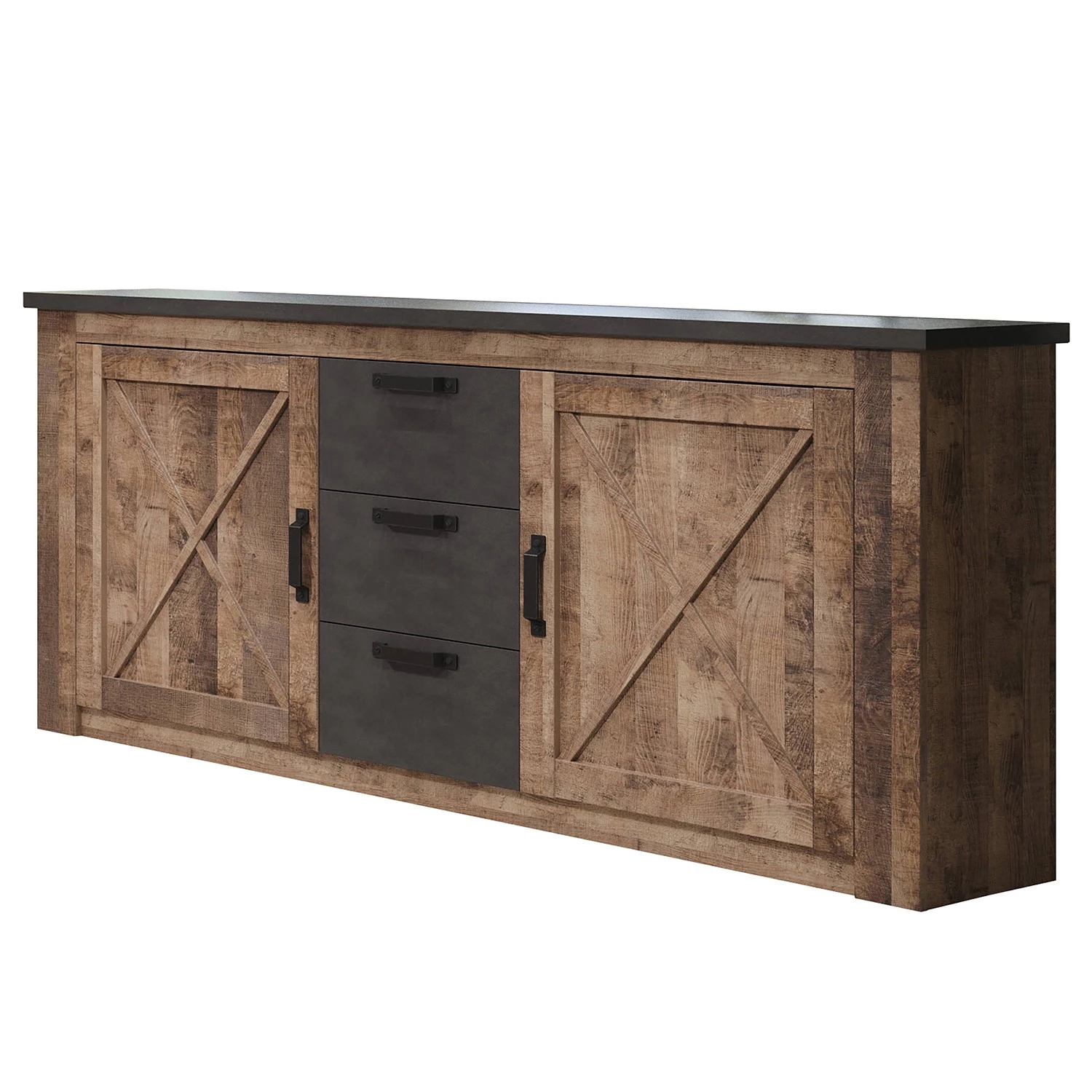 Trendteam Buffet Georgia - Gris foncé / Imitation chêne rustique 3 Trendteam Buffet Georgia - Gris foncé / Imitation chêne rustique