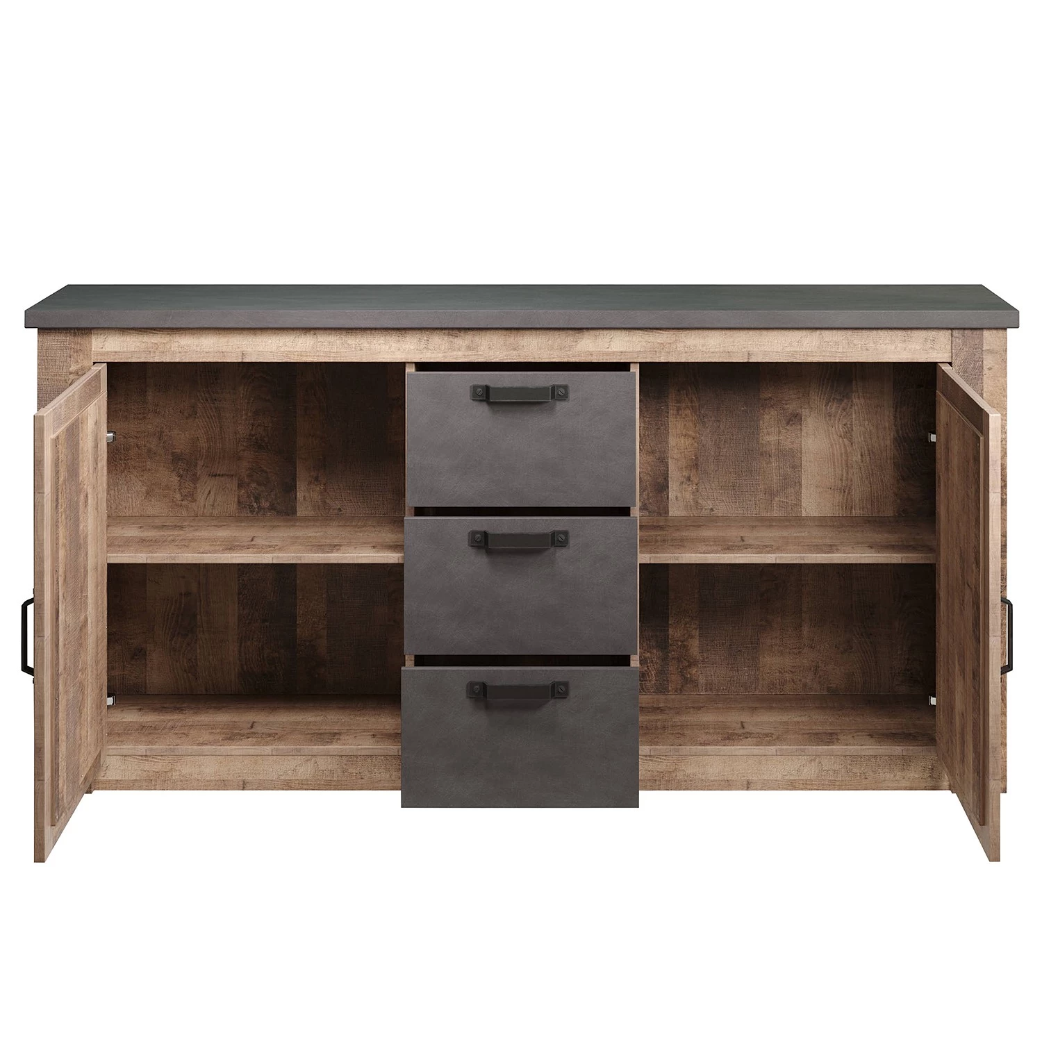 Trendteam Buffet Georgia - Gris foncé / Imitation chêne rustique 7 Trendteam Buffet Georgia - Gris foncé / Imitation chêne rustique – Image 5