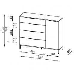 Maja Möbel Buffet Trend Wood II - Imitation chêne à nœuds / Noir -France Enfilades Soldes 2022 1000306532 211102 130342000525 SKETCH DETAILS P000000001000306532 sketch