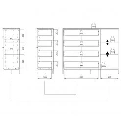 Maja Möbel Buffet Trend Wood II - Imitation chêne à nœuds / Noir -France Enfilades Soldes 2022 1000306532 211102 130342000527 SKETCH DETAILS P000000001000306532 sketch