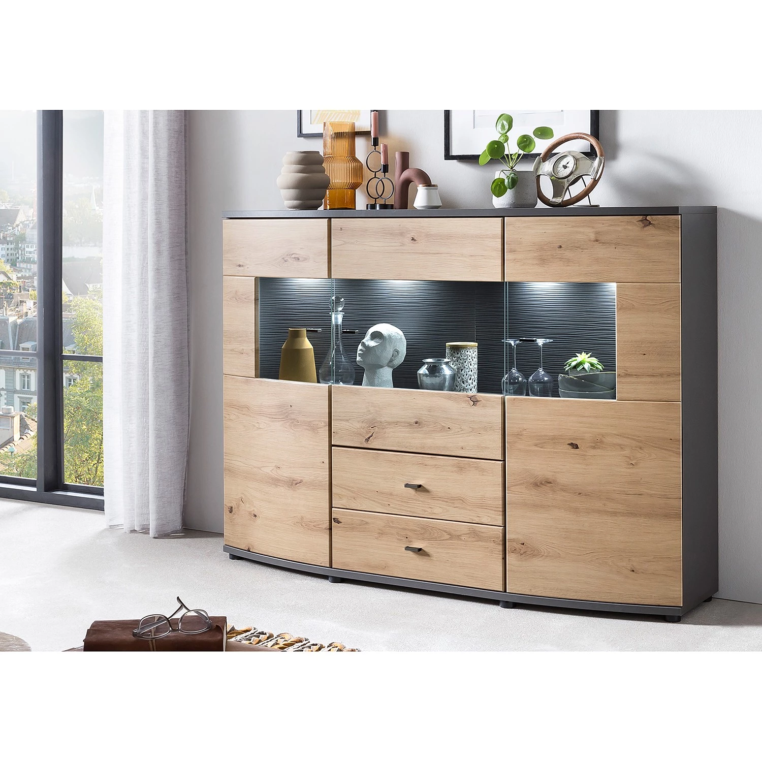 Loftscape Buffet Intento I - Imitation chêne Artisan / Anthracite 5 Loftscape Buffet Intento I - Imitation chêne Artisan / Anthracite – Image 3