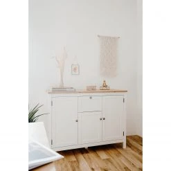 Ridgevalley Buffet Bombita III - Blanc / Imitation chêne artisan -France Enfilades Soldes 2022 1000310613 211118 06055600057 MOOD DETAILS P000000001000310613 mood