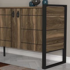 Red Living Buffet Lando - Métal - Imitation noyer / Noir 13 Red Living Buffet Lando - Métal - Imitation noyer / Noir -France Enfilades Soldes 2022 1000333722 220302 030 DETAILS P000000001000333722