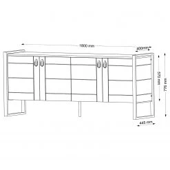 Red Living Buffet Lando - Métal - Imitation noyer / Noir 15 Red Living Buffet Lando - Métal - Imitation noyer / Noir -France Enfilades Soldes 2022 1000333722 220302 500 SKETCH DETAILS P000000001000333722 sketch
