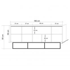 Red Living Buffet Yopal II - Métal - Imitation chêne / Noir -France Enfilades Soldes 2022 1000333724 220302 500 SKETCH DETAILS P000000001000333724 sketch
