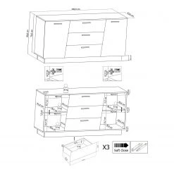 Fredriks Buffet Reedley - Noir brillant -France Enfilades Soldes 2022 1000340455 220322 500 SKETCH DETAILS P000000001000340455 sketch