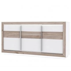 Loftscape Buffet Wilander - Ăclairage inclus - Blanc brillant / Imitation chĂȘne Nelson