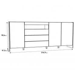 Loftscape Buffet Urban II - Éclairage inclus - Blanc / Imitation chêne gris 16 Loftscape Buffet Urban II - Éclairage inclus - Blanc / Imitation chêne gris -France Enfilades Soldes 2022 1000344689 220414 500 SKETCH DETAILS P000000001000344689 sketch