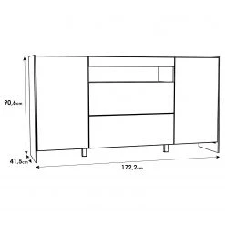Loftscape Buffet Urban I - Éclairage Éclairage  - Blanc / Imitation chêne gris -France Enfilades Soldes 2022 1000344691 220414 500 SKETCH DETAILS P000000001000344691 sketch