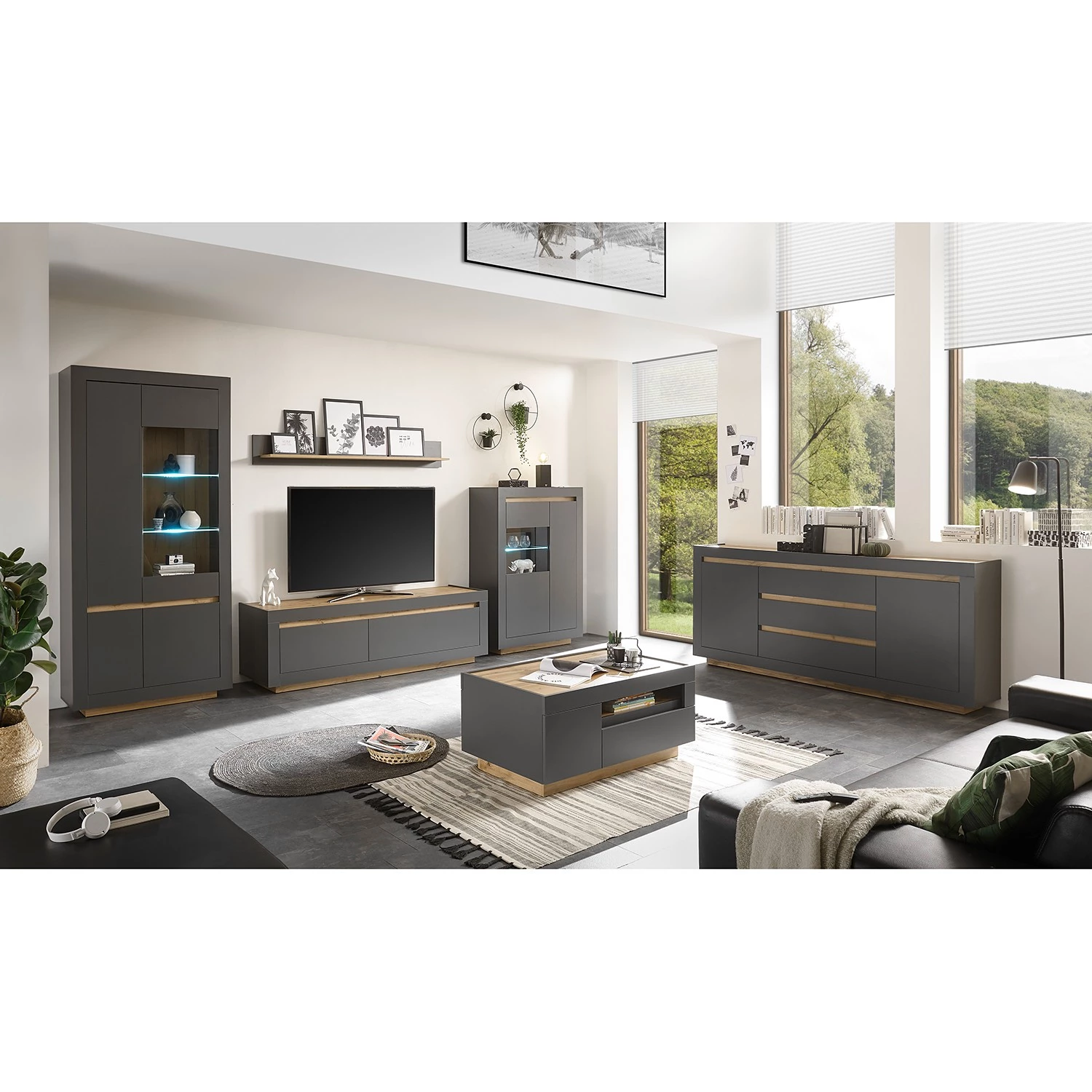 Loftscape Buffet Accra - Anthracite / Imitation chêne 5 Loftscape Buffet Accra - Anthracite / Imitation chêne – Image 3