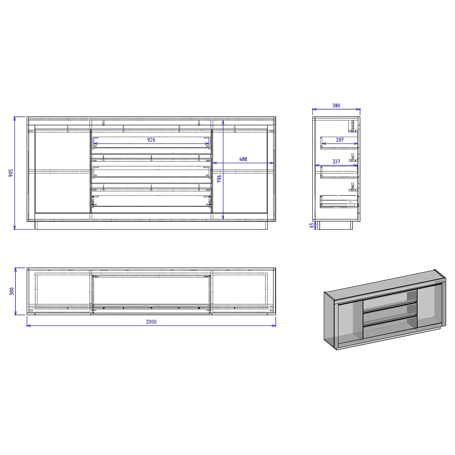 Loftscape Buffet Accra - Anthracite / Imitation chêne 10 Loftscape Buffet Accra - Anthracite / Imitation chêne – Image 8