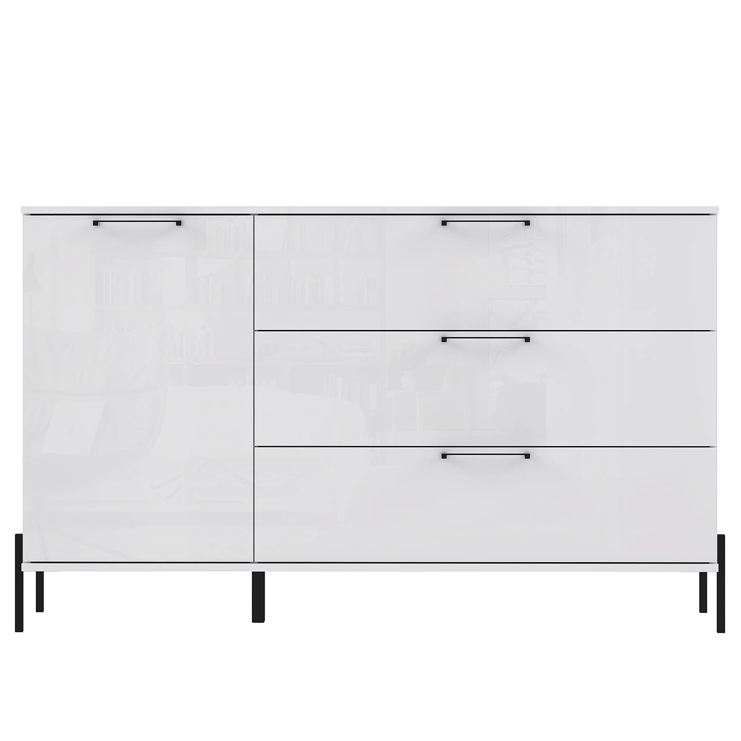Loftscape Buffet Ozora I - Blanc brillant / Blanc mat 5 Loftscape Buffet Ozora I - Blanc brillant / Blanc mat – Image 3