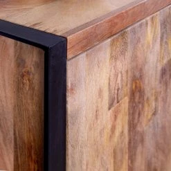 Red Living Enfilade Vallentuna - Manguier massif / Métal - Manguier / Noir -France Enfilades Soldes 2022 1000359913 220621 040 DETAILS P000000001000359913