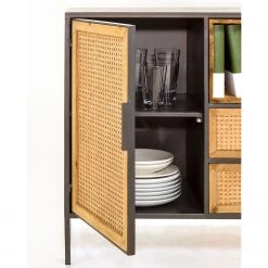 Red Living Buffet Kisumu - Cannage / Fer - Marron / Noir -France Enfilades Soldes 2022 1000363968 220714 055 DETAILS P000000001000363968