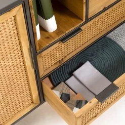 Red Living Buffet Kisumu - Cannage / Fer - Marron / Noir -France Enfilades Soldes 2022 1000363968 220714 060 DETAILS P000000001000363968