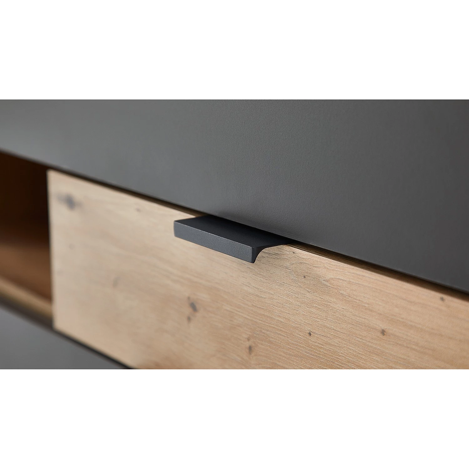 Fashion For Home Buffet Leox - Avec éclairage inclus - Graphite / Imitation chêne artisan 6 Fashion For Home Buffet Leox - Avec éclairage inclus - Graphite / Imitation chêne artisan – Image 4