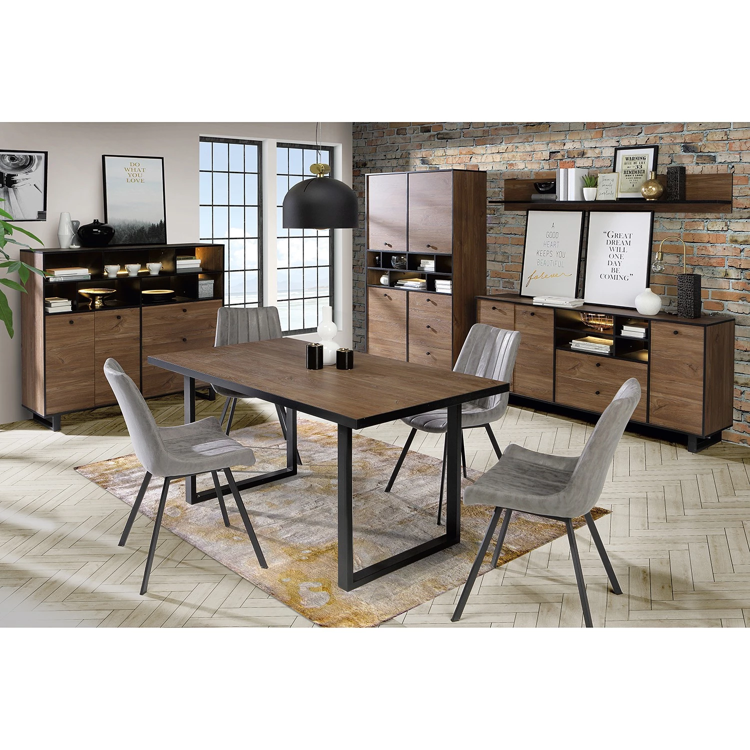 Red Living Buffet Trylith I - Imitation chêne rustique / Noir 6 Red Living Buffet Trylith I - Imitation chêne rustique / Noir – Image 4