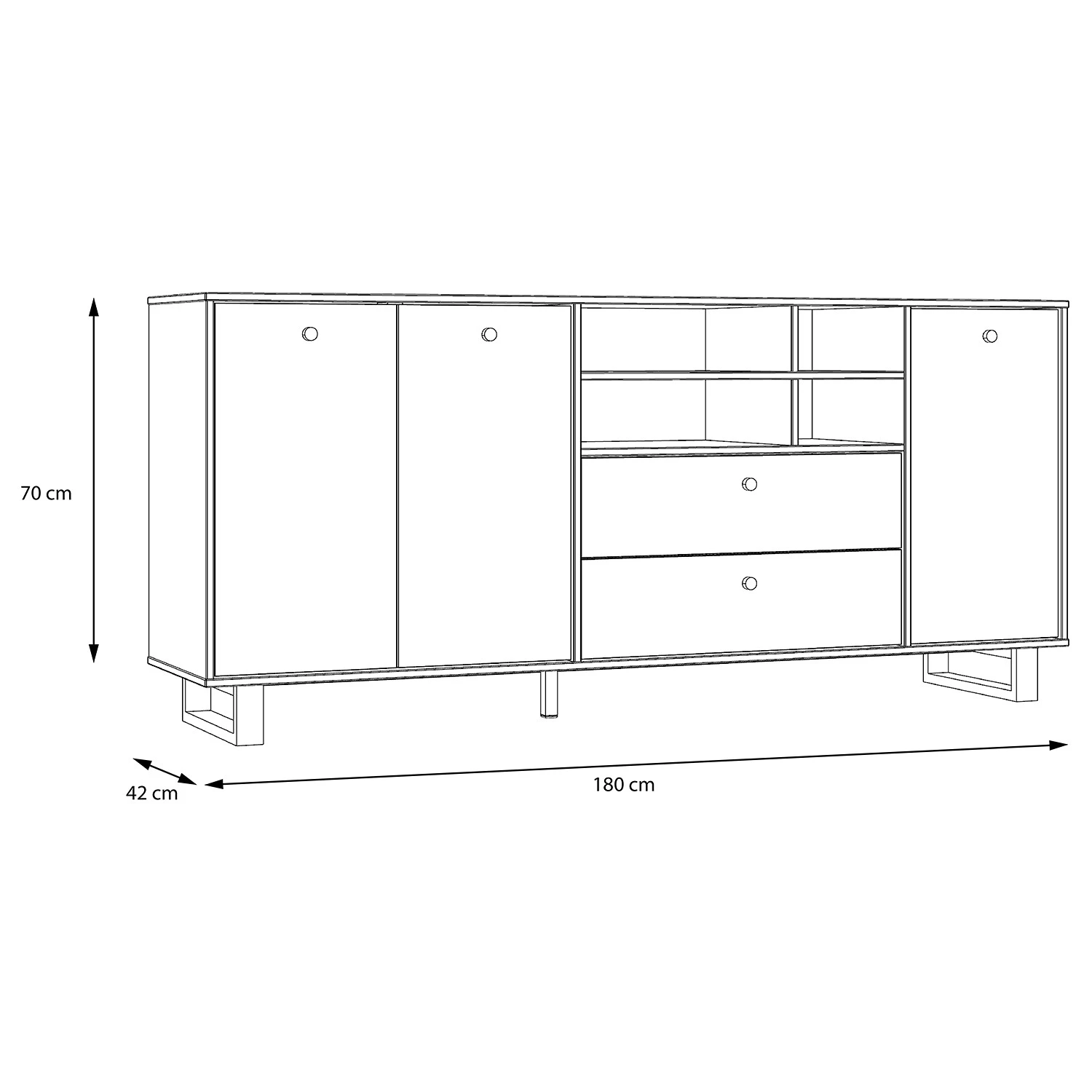Red Living Buffet Trylith I - Imitation chêne rustique / Noir 16 Red Living Buffet Trylith I - Imitation chêne rustique / Noir – Image 14