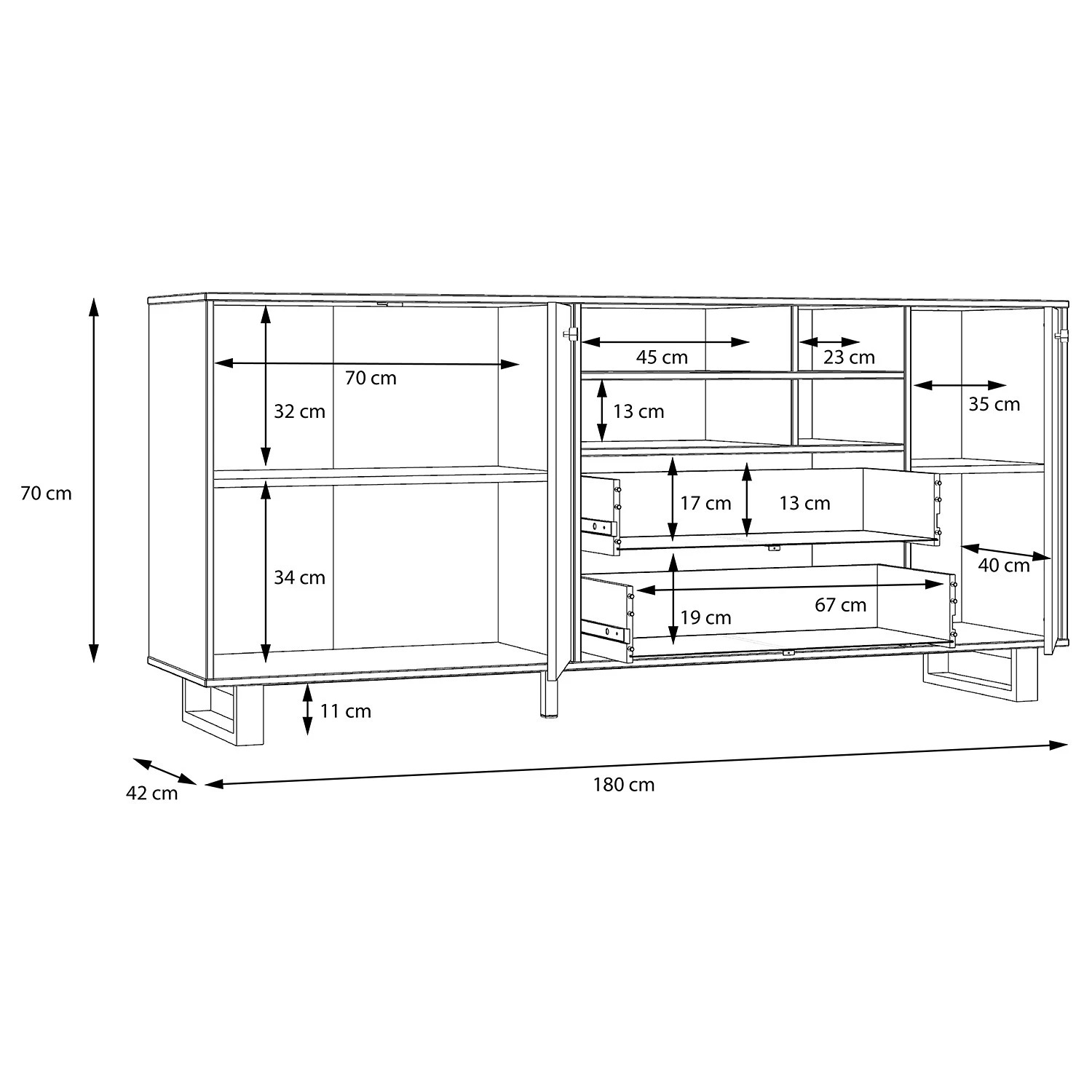 Red Living Buffet Trylith I - Imitation chêne rustique / Noir 17 Red Living Buffet Trylith I - Imitation chêne rustique / Noir – Image 15
