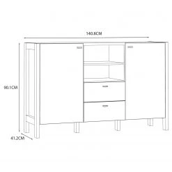 Loftscape Buffet Thurles I - Imitation chêne Sonoma / Blanc -France Enfilades Soldes 2022 1000364903 220722 500 SKETCH DETAILS P000000001000364903 sketch
