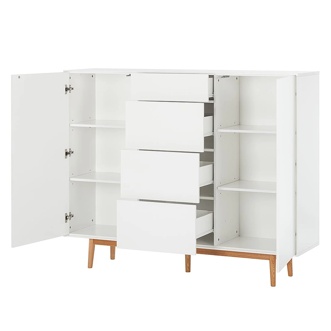 Mørteens Buffet Lindholm IV - chêne partiellement massif - Blanc - Hauteur : 128 cm 6 Mørteens Buffet Lindholm IV - chêne partiellement massif - Blanc - Hauteur : 128 cm – Image 4