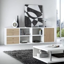 Loftscape Buffet Emporior III.B - Imitation chêne / Blanc -France Enfilades Soldes 2022 sideboard emporior iii b eiche dekor weiss 1556398