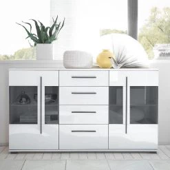 Roomscape Buffet Farson - Blanc brillant / Blanc 9 Roomscape Buffet Farson - Blanc brillant / Blanc -France Enfilades Soldes 2022 sideboard farson hochglanz weiss weiss 3696761