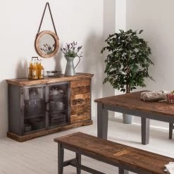 Ars manufacti Console Hunter - Manguier massif / Métal - Manguier / Gris bleu -France Enfilades Soldes 2022 sideboard hunter mango massiv metall mango blaugrau 4715576