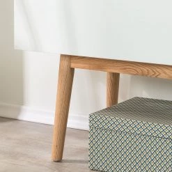 Mørteens Buffet Lindholm III - Partiellement en chêne massif - Blanc -France Enfilades Soldes 2022 sideboard lindholm iii weiss dekor eiche massiv 3177333