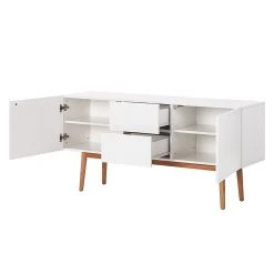Mørteens Buffet Lindholm III - Partiellement en chêne massif - Blanc -France Enfilades Soldes 2022 sideboard lindholm iii weiss dekor eiche massiv 3711481