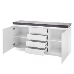 Fredriks Enfilade Namona I - Éclairage inclus - Blanc / Imitation béton -France Enfilades Soldes 2022 sideboard namona i inkl beleuchtung weiss anthrazit weiss anthrazit 3666817