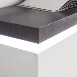 Fredriks Enfilade Namona III - Éclairage inclus - Imitation béton / Blanc -France Enfilades Soldes 2022 sideboard namona iii inkl beleuchtung weiss anthrazit weiss anthrazit 4040332