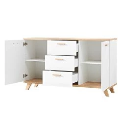 Germania Buffet Neston I - Partiellement en chêne massif - Blanc mat / Imitation chêne de Sanremo -France Enfilades Soldes 2022 sideboard neston i supermatt weiss eiche sonoma dekor 637530