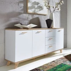 Germania Buffet Neston II - Blanc mat / Imitation chêne de Sanremo -France Enfilades Soldes 2022 sideboard neston ii supermatt weiss eiche sanremo dekor 1154474