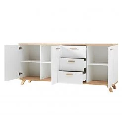Germania Buffet Neston II - Blanc mat / Imitation chêne de Sanremo -France Enfilades Soldes 2022 sideboard neston ii supermatt weiss eiche sanremo dekor 3909412