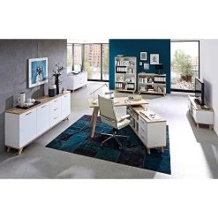 Germania Buffet Neston II - Blanc mat / Imitation chêne de Sanremo -France Enfilades Soldes 2022 sideboard neston ii supermatt weiss eiche sonoma dekor 637578