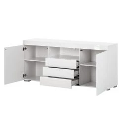 Fredriks Buffet Roomconcept (avec éclairage LED) - Blanc brillant -France Enfilades Soldes 2022 sideboard roomconcept inkl led beleuchtung hochglanz weiss 4799908